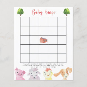 Gårdsdjur - Baby shower bingo spel