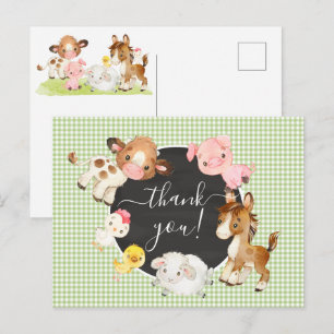 Gårdsdjur Baby Shower Tack Kort