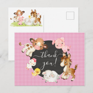Gårdsdjur Baby Shower Tack Kort