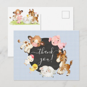 Gårdsdjur Baby Shower Tack Kort