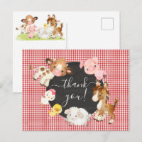 Gårdsdjur Baby Shower Tack Kort