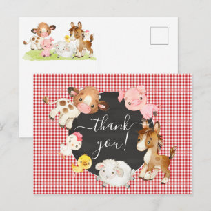 Gårdsdjur Baby Shower Tack Kort