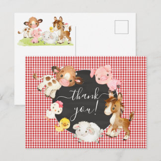Gårdsdjur Baby Shower Tack Kort