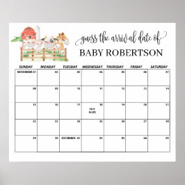 Gårdsdjur Babykalas Gissa Förfallodatum Kalender Poster