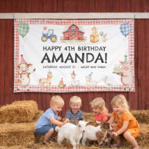 Gårdsdjur Barn Födelsedags Vinyl Utomhus Banner