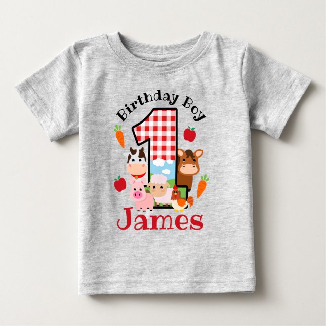 Gårdsdjur Första födelsedag  | Barnyard födelsedag T Shirt (Framsida)
