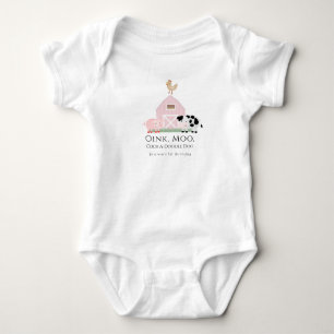 Gårdsdjur gårdsplan rosa flicka 1-års födelsedag t shirt