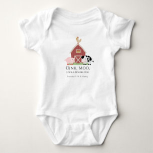 Gårdsdjur Ladugård 1-årsdag Baby Bodysuit T Shirt