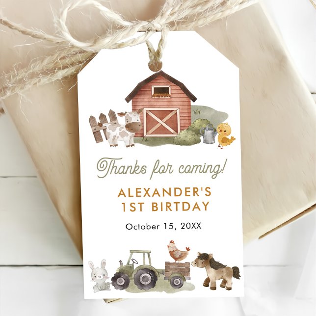 Gårdsdjur Ladugård 1-årsdag Presentetikett (Skapare uppladdad)