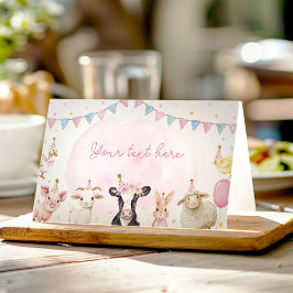 Gårdsdjur Rosa Ladugård Baby Shower Mat Tent Placeringskort
