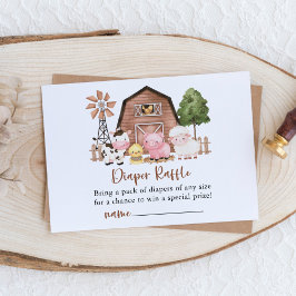 Gårdsdjur, Söta Djur, Lada, Blöja Lotteri Tilläggskort