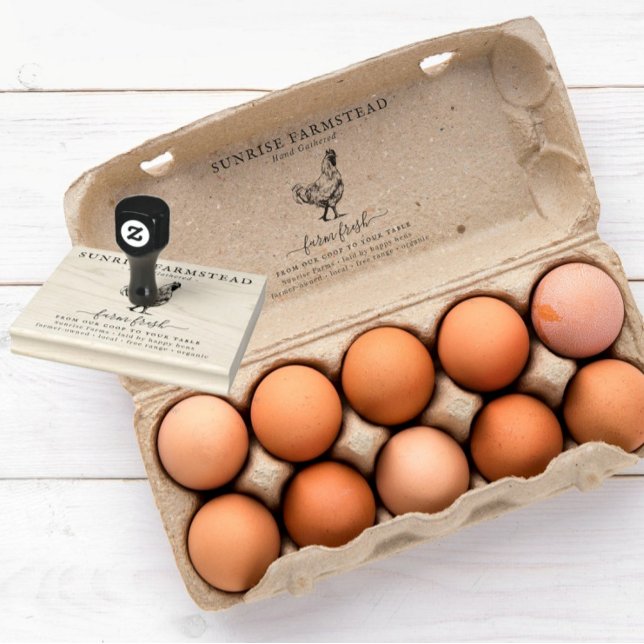 Gårdsfräscha ägg |  Monogram Äggkartong Stämpel (Skapare uppladdad)