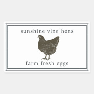 Gårdsfräscha Ägg Vintage Höns Äggkartong Svart Vit Rektangulärt Klistermärke