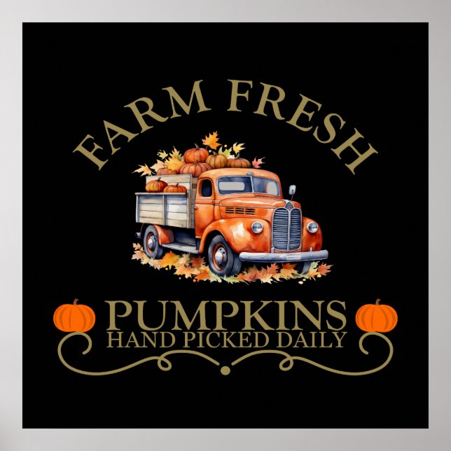 Gårdsfräscha akvarellpumpor blad höst autumn poster (Framsidan)