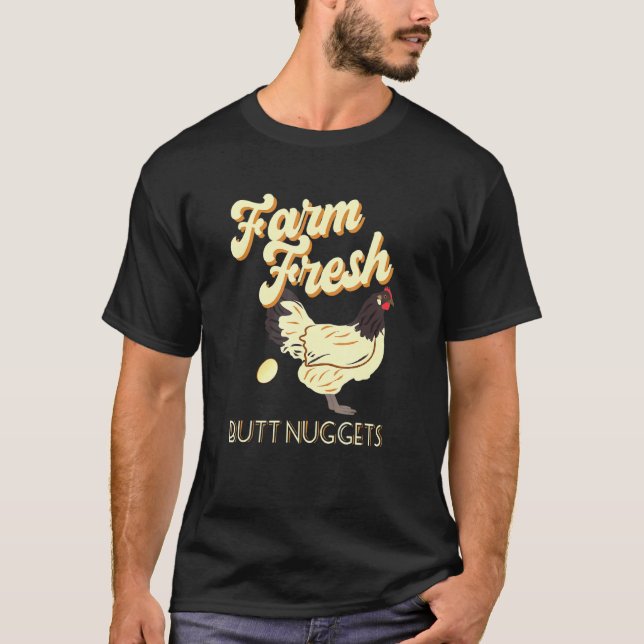 Gårdsfräscha kycklingbitar Kycklingbonde T Shirt (Framsida)