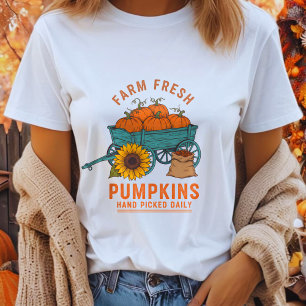 Gårdsfräscha Pumpa Bönder Halloween Pumpor Kärra T Shirt