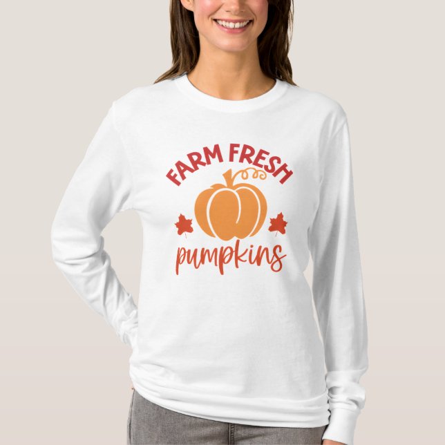 Gårdsfräscha pumpor höstskörd t shirt (Framsida)