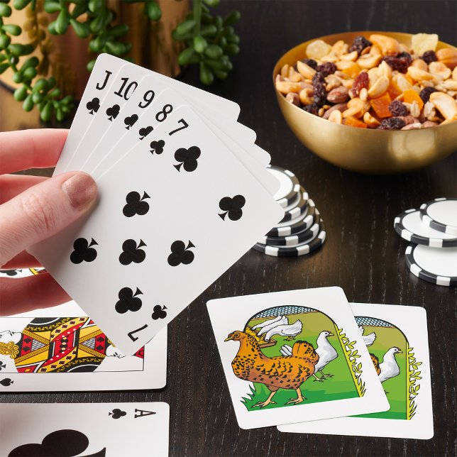 Gårdsfrisk kycklingkooperativ lantlig scen casinokort (Skapare uppladdad)