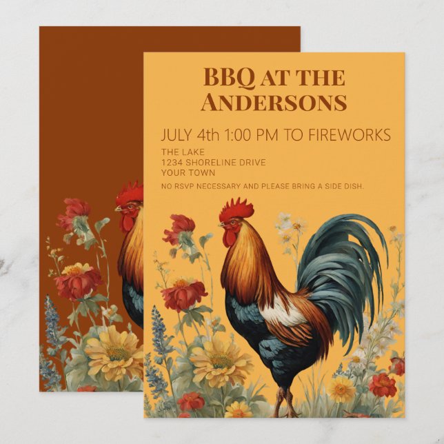 Gårdshus 4:e juli grillfest inbjudan (Fram/baksida)