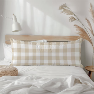 Gårdshus Beige Rustik Rutig Gingham Rutig Randig Kroppskudde