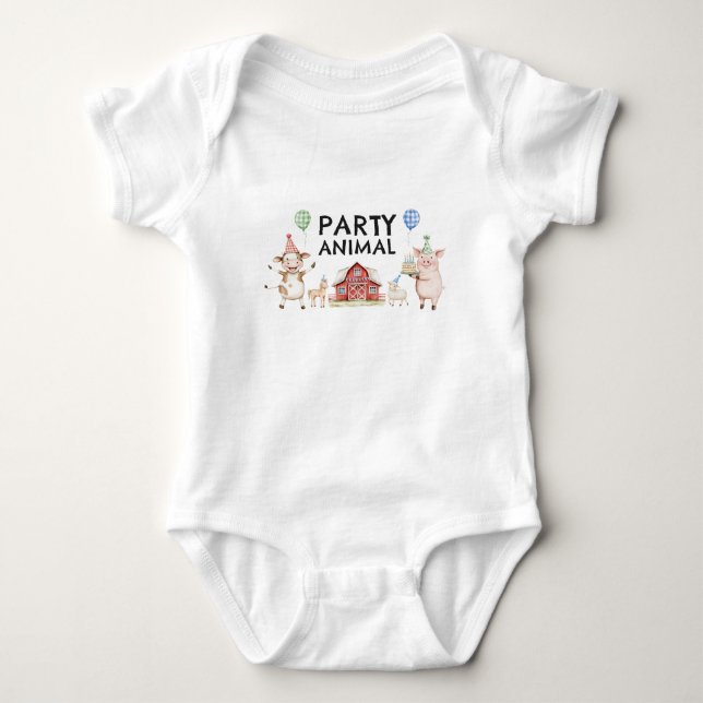 Gårdsjur barn födelsedagsfest djur bodysuit t shirt (Framsida)