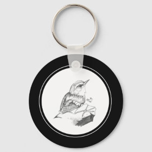 Gärdsmyg Keychain med blyerts Nyckelring