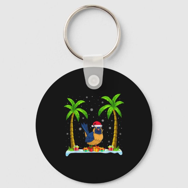 Gärdsmyg Santa mössa Palmträd Strand Julpyjamas  Nyckelring (Framsida)