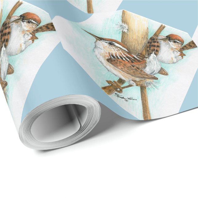 Gärdsmygar och Katt-Svan som slår in papper Presentpapper (Rullad Hörn)