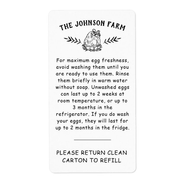 Gårdsnamn Ägghantering Returförpackningsetikett Fraktsedel (Framsidan)