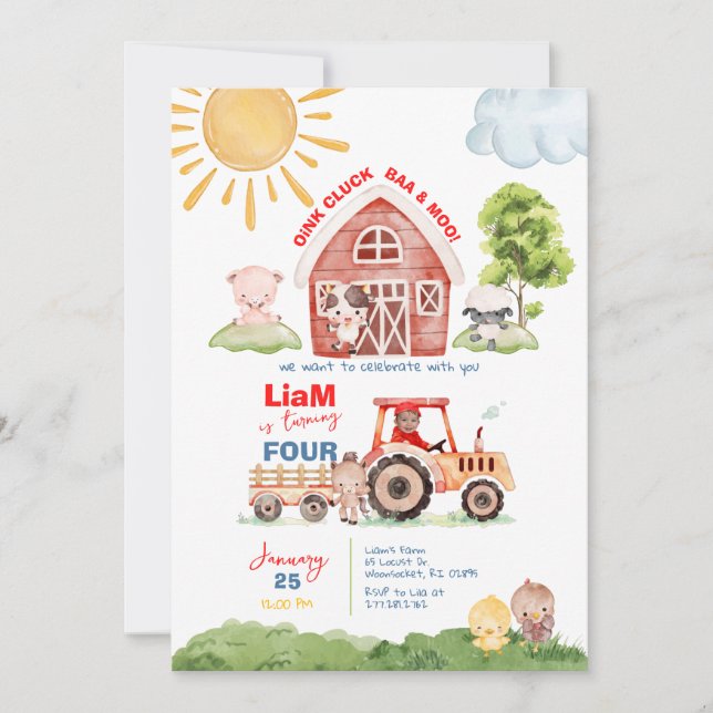 Gårdsplan Födelsedagsinbjudan med foto för alla ål Inbjudningar (Framsida)