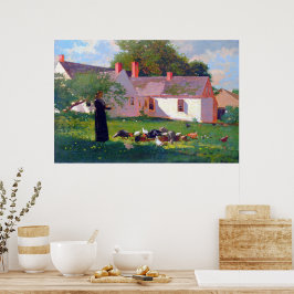 Gårdsplan Scen Winslow Homer 1872 Poster
