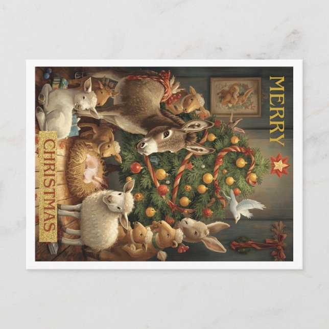 Gårdstomte Jul Glad Jul Högtidskort Helg Vykort (Framsida)