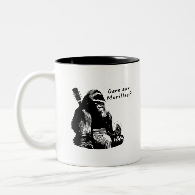 GARE AUX MORILLES? (gorille, musik) Två-Tonad Mugg (Vänster)