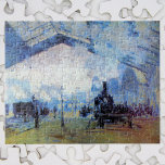 Gare Saint-Lazare Tåg Station av Claude Monet Pussel<br><div class="desc">Gare Saint-Lazare, Tåg i Normandie (1877) av Claude Monet är en vintage bra konstmålning, som ingår i en 12-målningsserie. Gare Saint-Lazare, ett av Paris största och mest trafikerade station i tåg. Om konstnären: Claude Monet var en av grundarna av den Fransk målningsrörelsen, och de flesta av hans målningar var "en...</div>