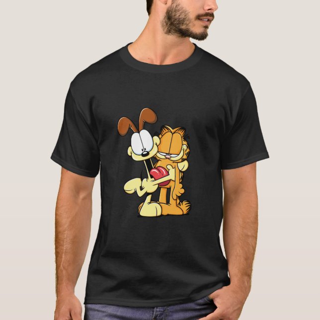 Garfield Cute Odie Hugger Garfield Tecknad Cat T Shirt (Framsida)