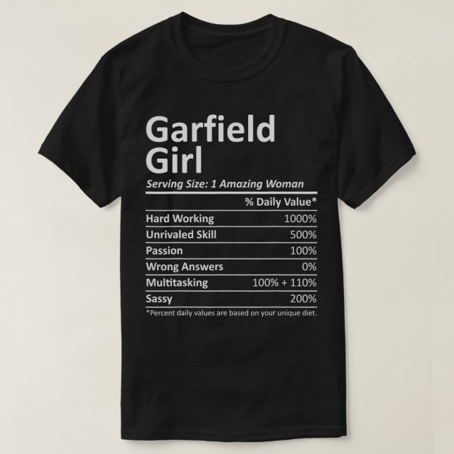 GARFIELD GIRL NJ NEW JERSEY Funny City Roots T Shirt (Design framsida)
