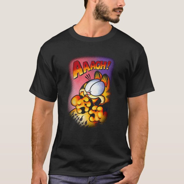 Garfield Halloween Aaagh Scaredy Cat Tecknad Manar T Shirt (Framsida)