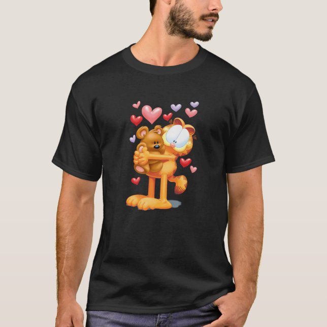 Garfield Hugger Pooky med Hearts 3D-Tecknad Cat T Shirt (Framsida)