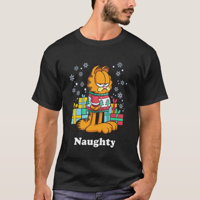 Garfield julens naughty lista t shirt (Framsida)