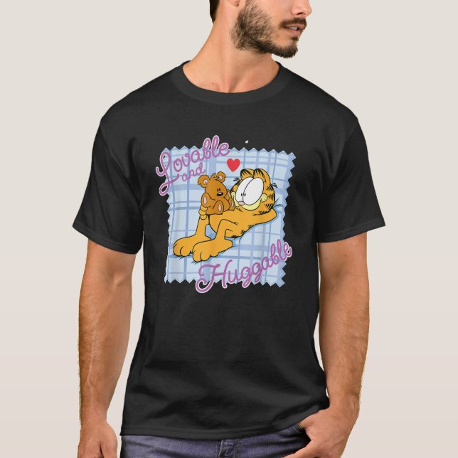 Garfield Loveable Huggable Garfield och Pookie Car T Shirt (Framsida)