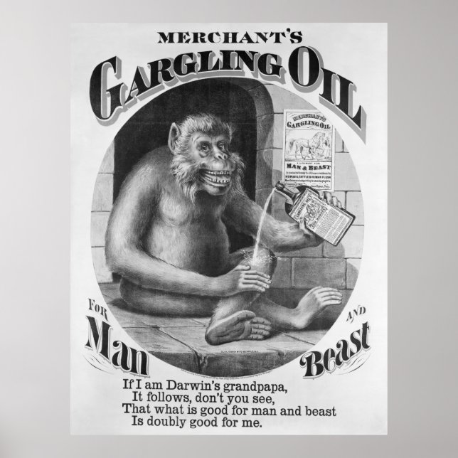 GARGLING OIL PATENT MEDICIN 1869 POSTER (Framsidan)