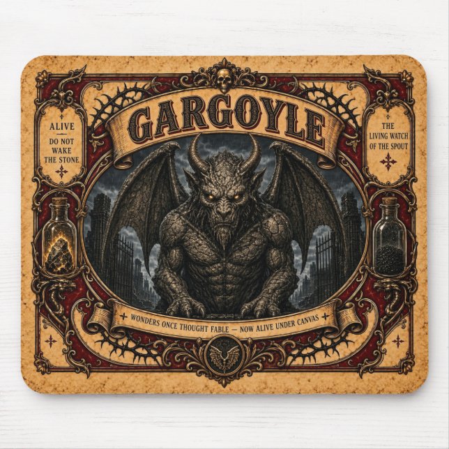 Gargoyl, cirkusmonster från förr musmatta (Framsidan)
