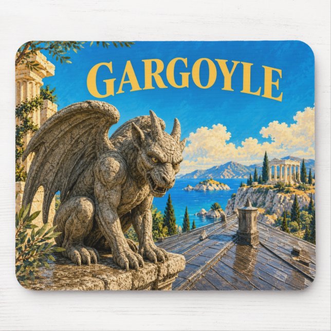 Gargoyl, gotisk fantasimonster musmatta (Framsidan)