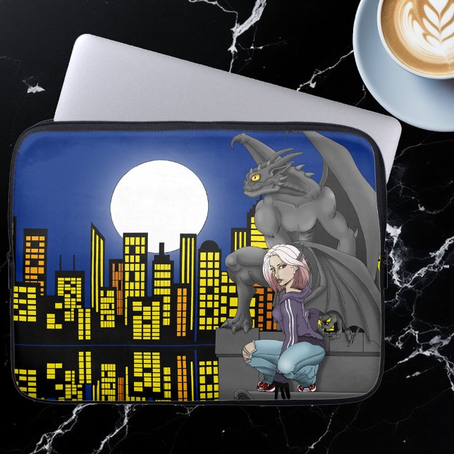 Gargoyl Urban Fantasylandskap Laptop Fodral (Skapare uppladdad)