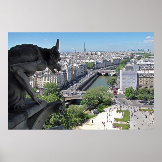 Gargoyle från Notre-Dame-klockorna över Paris Poster (Framsidan)