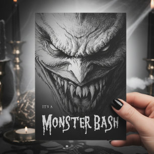 Gargoyle Ghoul Black & White Halloween fest Inbjudningar