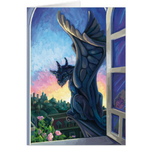 Gargoyle Guardian Fantasy Art Hälsningskort