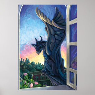Gargoyle Guardian Fantasy Art Poster