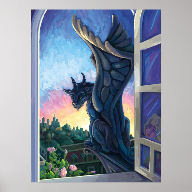 Gargoyle Guardian Fantasy Art Poster (Framsidan)