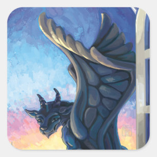 Gargoyle Guardian Fyrkantigt Klistermärke